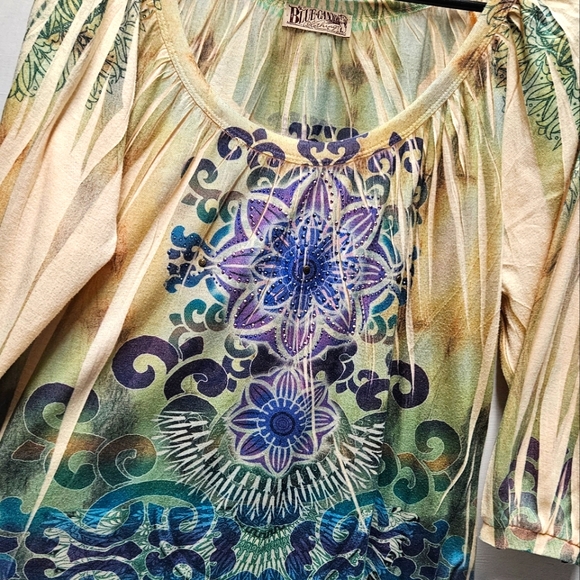Blue Canyon Clothing embellished boho hippy style top blouse ~ womens large - Picture 3 of 8